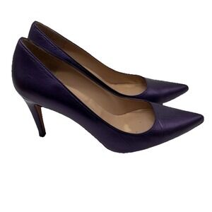 Jon Josef Women Heels 6.5 Purple Leather Slip On Pointed Toe Stiletto Pump Shoes